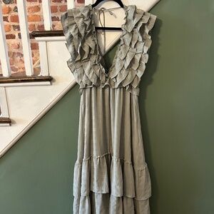Sage green tiered dress